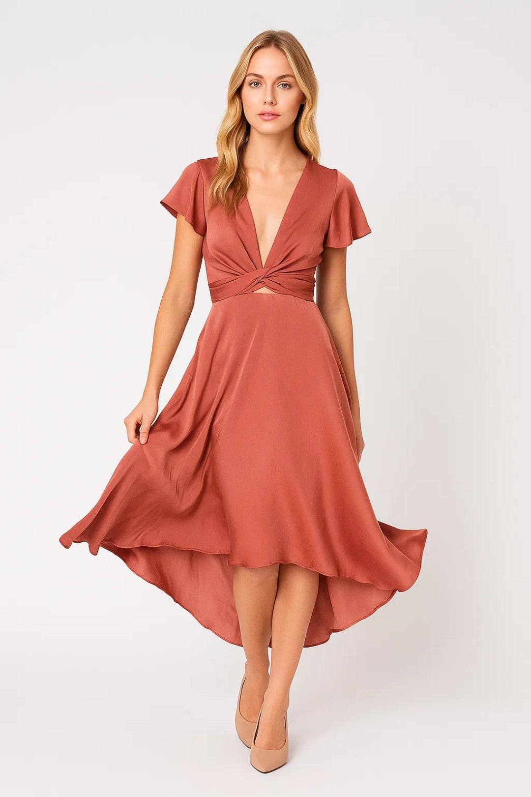Groene Elegante Midi Jurk