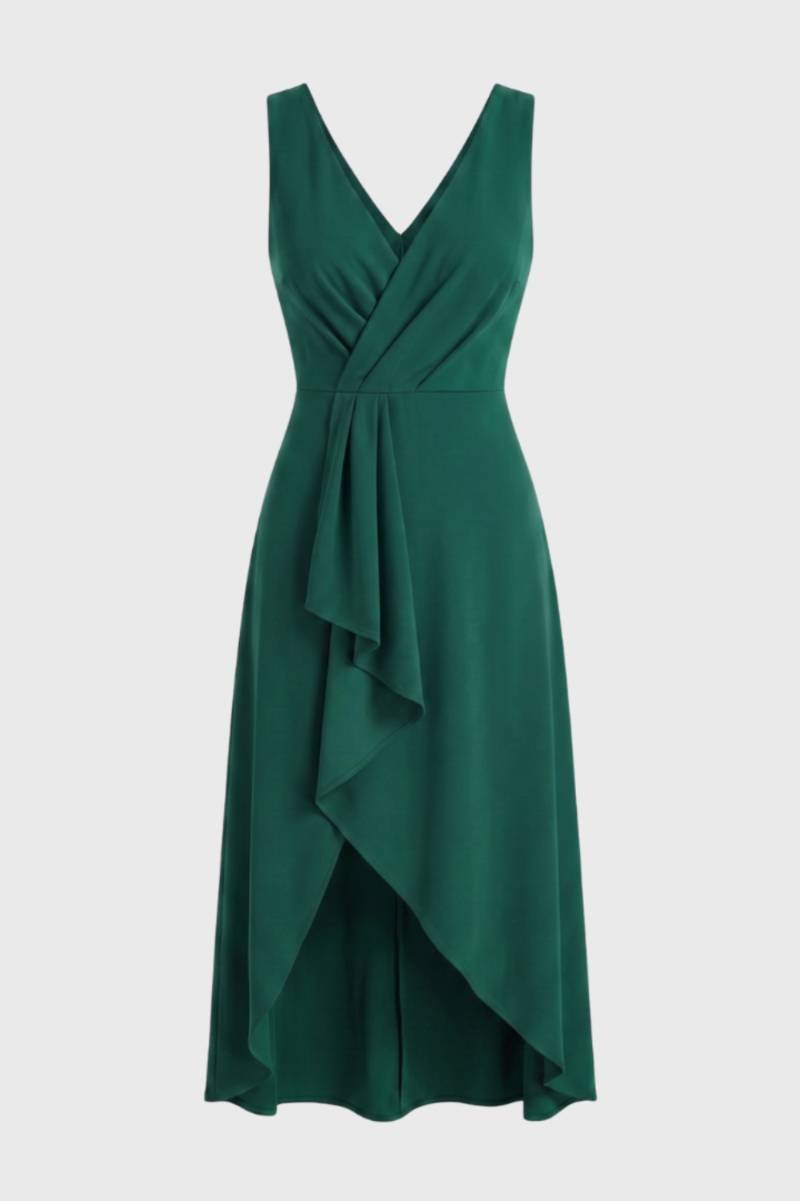 Paarse Elegante Overslag Midi Jurk